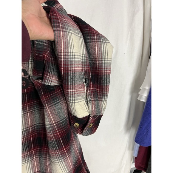 Mac Tools‎ Men Size 2X  Plaid Flannel Quilt Lined Full Zip Hooded Burgundy - Picture 8 of 10